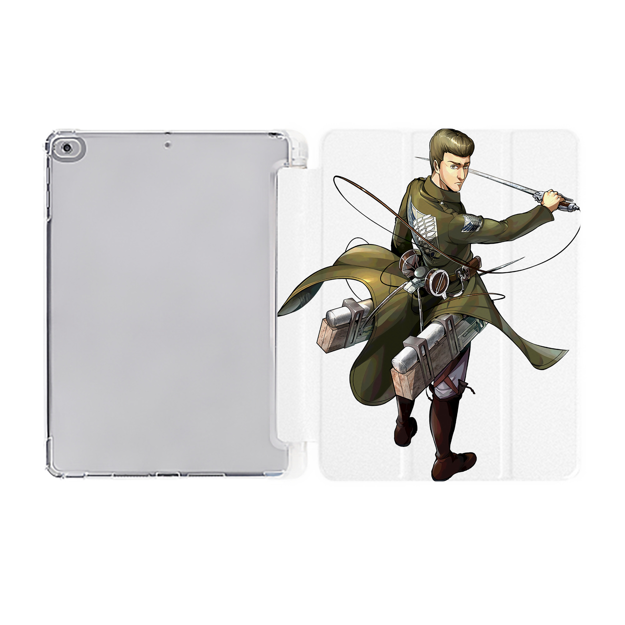 （画像用） 進撃の巨人 Attack on Titan IPad ケース ペン収納付き 三つ折りスタンド PUレザー×シリコン 対応機種9.5/10.5/10.9インチ